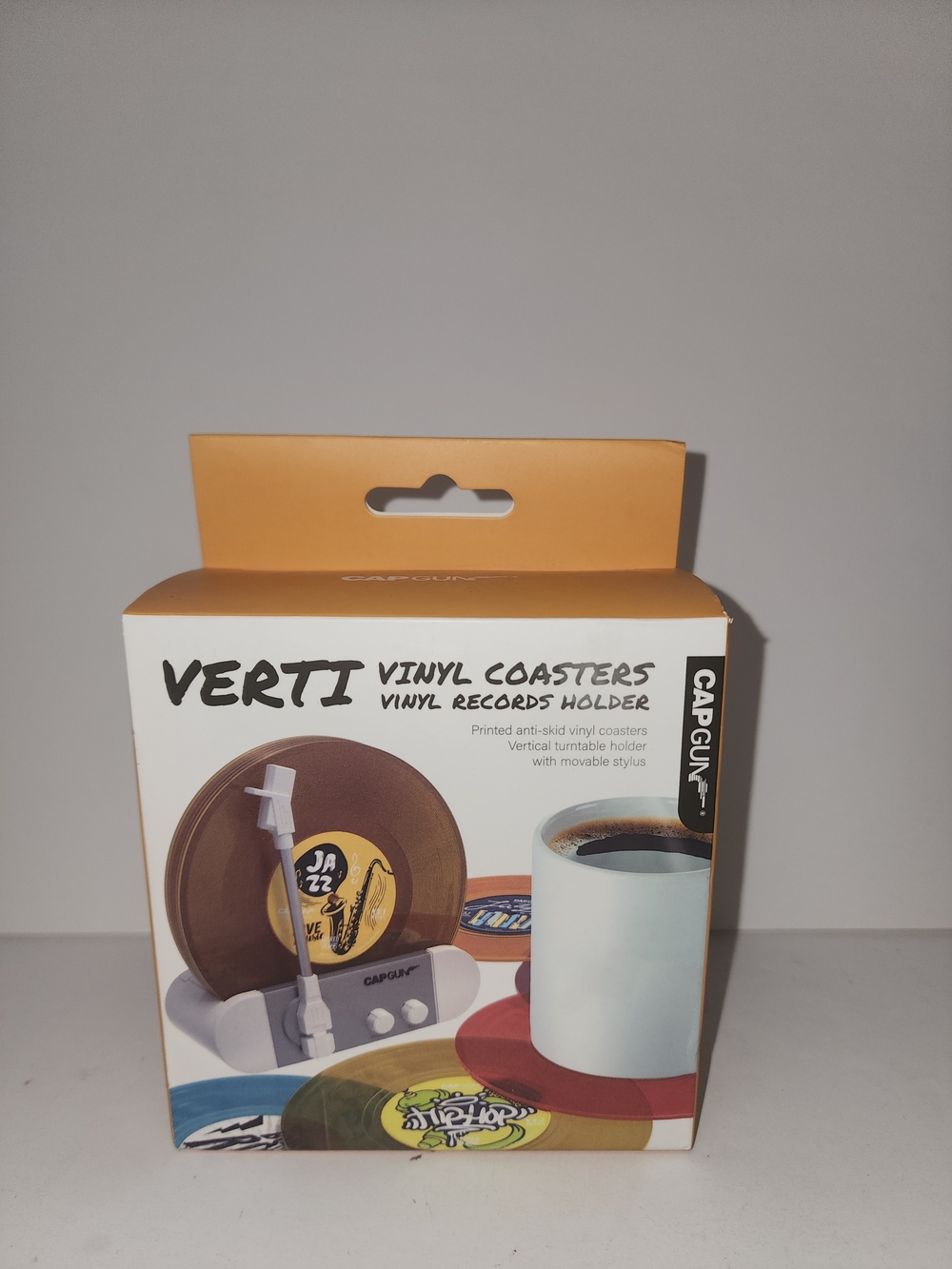Verti Vinyl Coasters - Orange Packaging